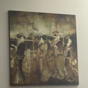 Elegant Japanese Art Canvas in Brown Tones
